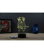 Lampe illusion 3D en verre acrylique gravée au laser représentant un Chien Berger Australien bébé.
