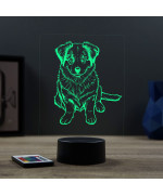 Lampe illusion 3D en verre acrylique gravée au laser représentant un Chien Berger Australien bébé.