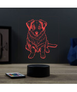 Lampe illusion 3D en verre acrylique gravée au laser représentant un Chien Berger Australien bébé.