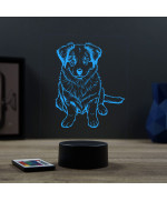 Lampe illusion 3D en verre acrylique gravée au laser représentant un Chien Berger Australien bébé.