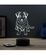 Lampe illusion 3D en verre acrylique gravée au laser représentant un Chien Berger Australien bébé.