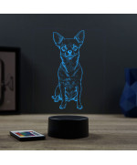 Lampe illusion 3D en verre acrylique gravée au laser représentant un Chien Chihuahua.