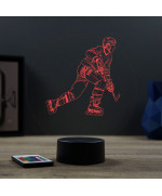 Lampe illusion 3D en verre acrylique gravée au laser représentant un joueur de Roller Hockey.