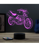 Lampe illusion 3D en verre acrylique gravée au laser représentant une moto Honda CB 600F Hornet.