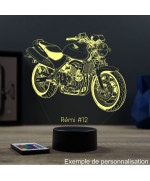 Lampe illusion 3D en verre acrylique gravée au laser représentant une moto Honda CB 600F Hornet.