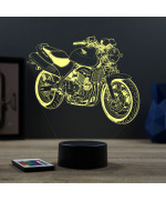 Lampe illusion 3D en verre acrylique gravée au laser représentant une moto Honda CB 600F Hornet.