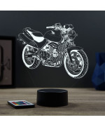 Lampe illusion 3D en verre acrylique gravée au laser représentant une moto Honda CB 600F Hornet.