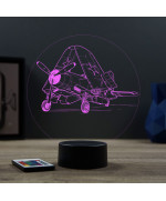 Lampe illusion 3D en verre acrylique gravée au laser représentant un avion de chasse Corsair Vought F4U.