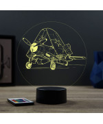 Lampe illusion 3D en verre acrylique gravée au laser représentant un avion de chasse Corsair Vought F4U.