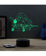 Lampe illusion 3D en verre acrylique gravée au laser représentant un avion de chasse Corsair Vought F4U.