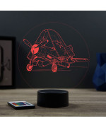 Lampe illusion 3D en verre acrylique gravée au laser représentant un avion de chasse Corsair Vought F4U.