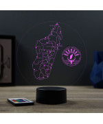 Lampe illusion 3D en verre acrylique gravée au laser représentant une carte de Madagascar.