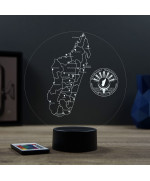 Lampe illusion 3D en verre acrylique gravée au laser représentant une carte de Madagascar.