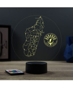 Lampe illusion 3D en verre acrylique gravée au laser représentant une carte de Madagascar.