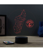 Lampe illusion 3D en verre acrylique gravée au laser représentant une carte de Madagascar.