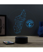 Lampe illusion 3D en verre acrylique gravée au laser représentant une carte de Madagascar.