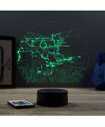 Lampe illusion 3D en verre acrylique gravée au laser représentant une cabane de pêcheur au carrelet de Charentes.