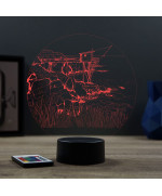 Lampe illusion 3D en verre acrylique gravée au laser représentant une cabane de pêcheur au carrelet de Charentes.