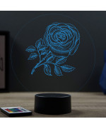 Lampe illusion 3D en verre acrylique gravée au laser représentant une Rose.