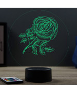 Lampe illusion 3D en verre acrylique gravée au laser représentant une Rose.