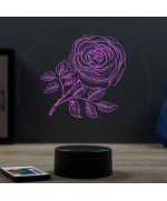 Lampe illusion 3D en verre acrylique gravée au laser représentant une Rose.