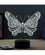 Lampe illusion 3D en verre acrylique gravée au laser représentant un papillon.
