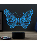 Lampe illusion 3D en verre acrylique gravée au laser représentant un papillon.