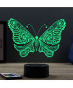 Lampe illusion 3D en verre acrylique gravée au laser représentant un papillon.
