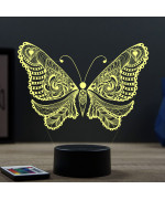 Lampe illusion 3D en verre acrylique gravée au laser représentant un papillon.