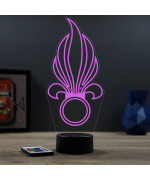 Lampe illusion 3D en verre acrylique gravée au laser représentant l'emblème de la légion étrangère .
