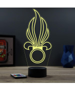 Lampe illusion 3D en verre acrylique gravée au laser représentant l'emblème de la légion étrangère .