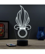 Lampe illusion 3D en verre acrylique gravée au laser représentant l'emblème de la légion étrangère .