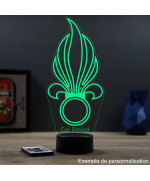 Lampe illusion 3D en verre acrylique gravée au laser représentant l'emblème de la légion étrangère .