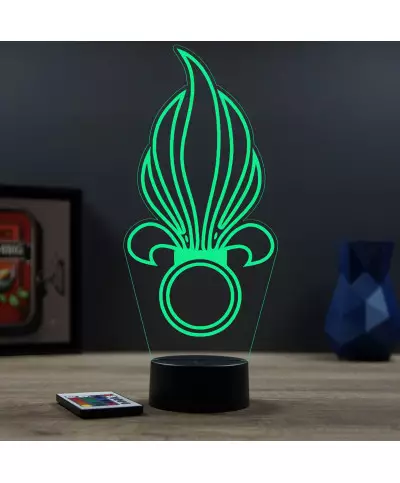Lampe illusion 3D en verre acrylique gravée au laser représentant l'emblème de la légion étrangère .