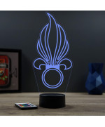 Lampe illusion 3D en verre acrylique gravée au laser représentant l'emblème de la légion étrangère .