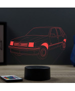 Lampe illusion 3D en verre acrylique gravée au laser représentant une voiture Opel Corsa A.