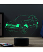 Lampe illusion 3D en verre acrylique gravée au laser représentant une voiture Opel Corsa A.