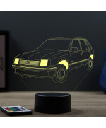 Lampe illusion 3D en verre acrylique gravée au laser représentant une voiture Opel Corsa A.