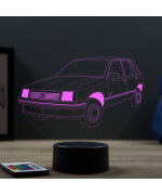 Lampe illusion 3D en verre acrylique gravée au laser représentant une voiture Opel Corsa A.
