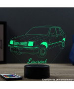 Lampe illusion 3D en verre acrylique gravée au laser représentant une voiture Opel Corsa A.