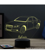 Lampe illusion 3D en verre acrylique gravée au laser représentant une voiture Audi A4 B7.