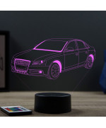 Lampe illusion 3D en verre acrylique gravée au laser représentant une voiture Audi A4 B7.