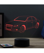 Lampe illusion 3D en verre acrylique gravée au laser représentant une voiture Audi A4 B7.