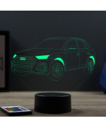 Lampe illusion 3D en verre acrylique gravée au laser représentant une voiture Audi Q5.