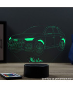 Lampe illusion 3D en verre acrylique gravée au laser représentant une voiture Audi Q5.