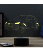 Lampe illusion 3D en verre acrylique gravée au laser représentant une voiture Audi Q5.