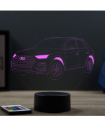 Lampe illusion 3D en verre acrylique gravée au laser représentant une voiture Audi Q5.