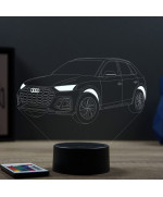 Lampe illusion 3D en verre acrylique gravée au laser représentant une voiture Audi Q5.