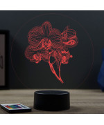 Lampe illusion 3D en verre acrylique gravée au laser représentant une Orchidée.