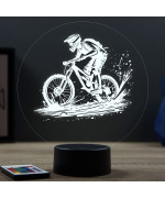 Lampe illusion 3D en verre acrylique gravée au laser représentant un vététiste.